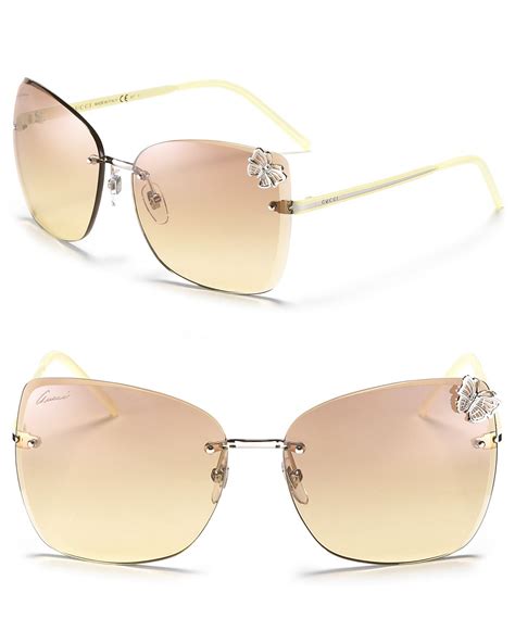 gucci oversized rimless butterfly sunglasses|Gucci women's butterfly 63mm sunglasses.